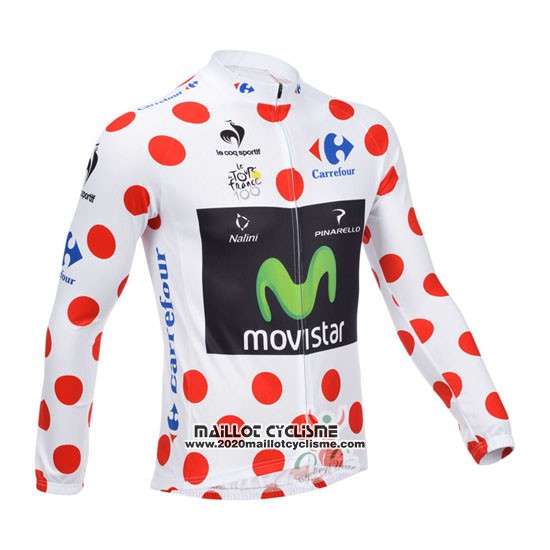 2013 Maillot Ciclismo Movistar Lider Blanc et Rouge Manches Longues et Cuissard